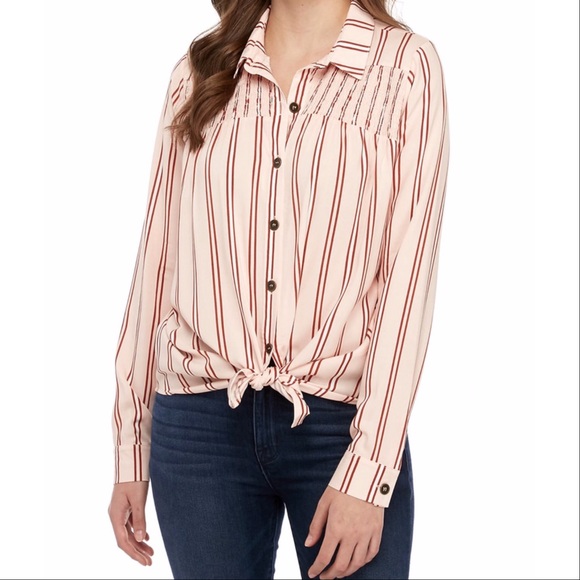 NWT Taylor & Sage Long Sleeve Shirt With Smocking - Picture 1 of 2